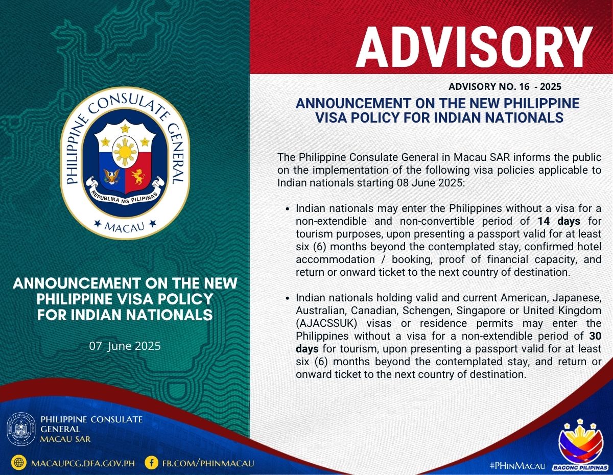 1 Advisory No.16 2025 Announcement on the New Philippine Visa Policy for Indian Nationals 