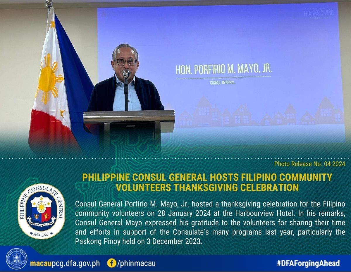 1 Photo Release No. 04 2024 Philippine Consul General Hosts Filipino Community Volunteers Thanksgiving Celebration