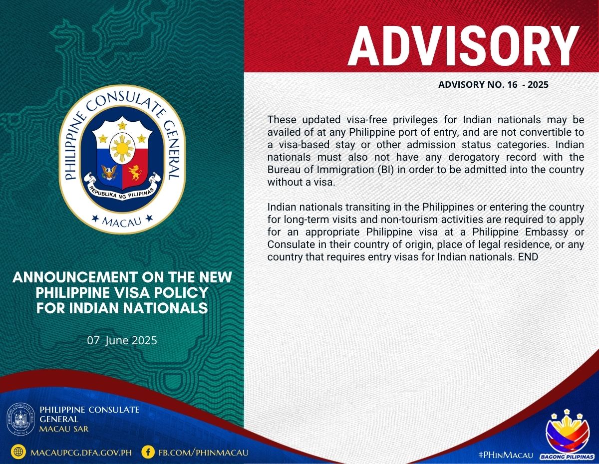 2 Advisory No.16 2025 Announcement on the New Philippine Visa Policy for Indian Nationals