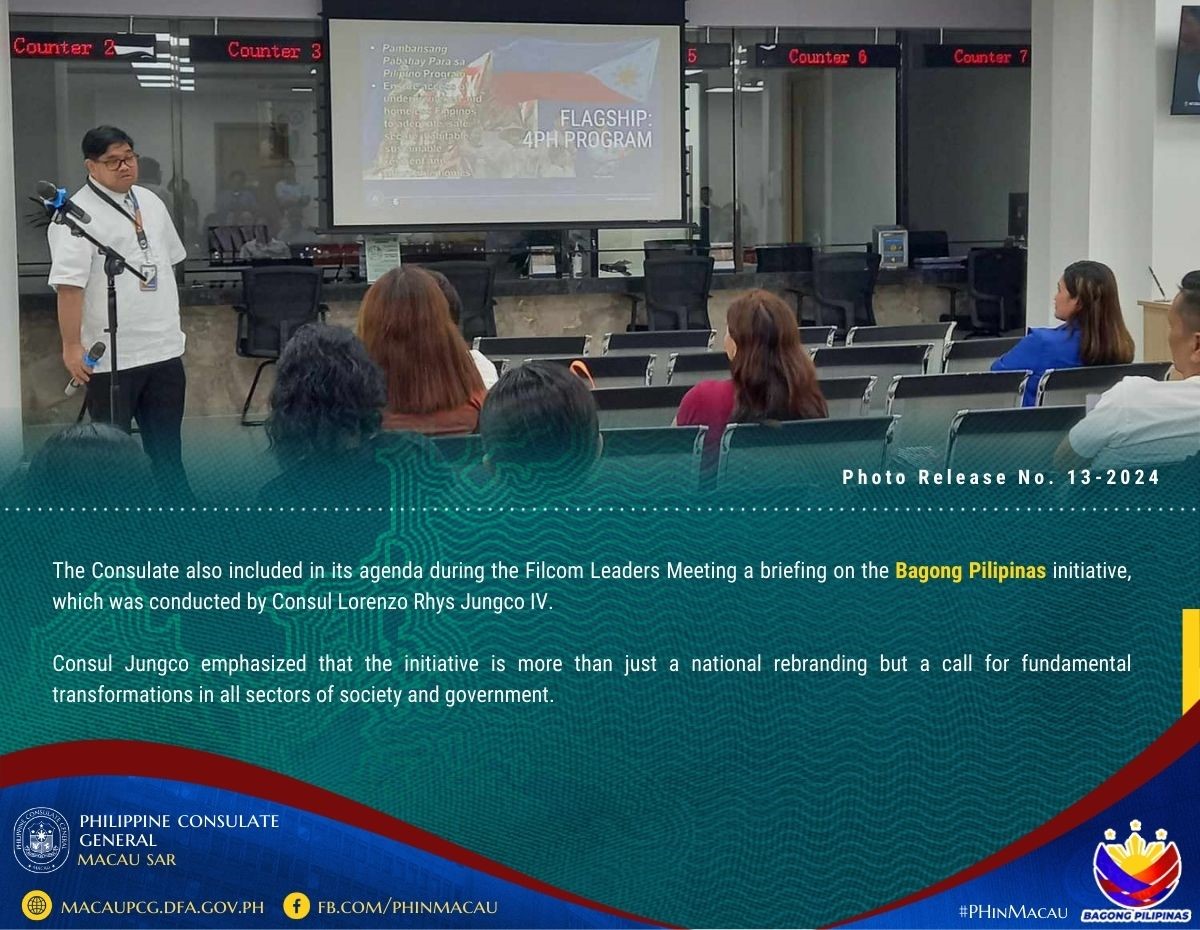 3. Photo Release No.13 2024 PCG Macau SAR Conducts 1st Quarter Filipino Community Leaders Meeting