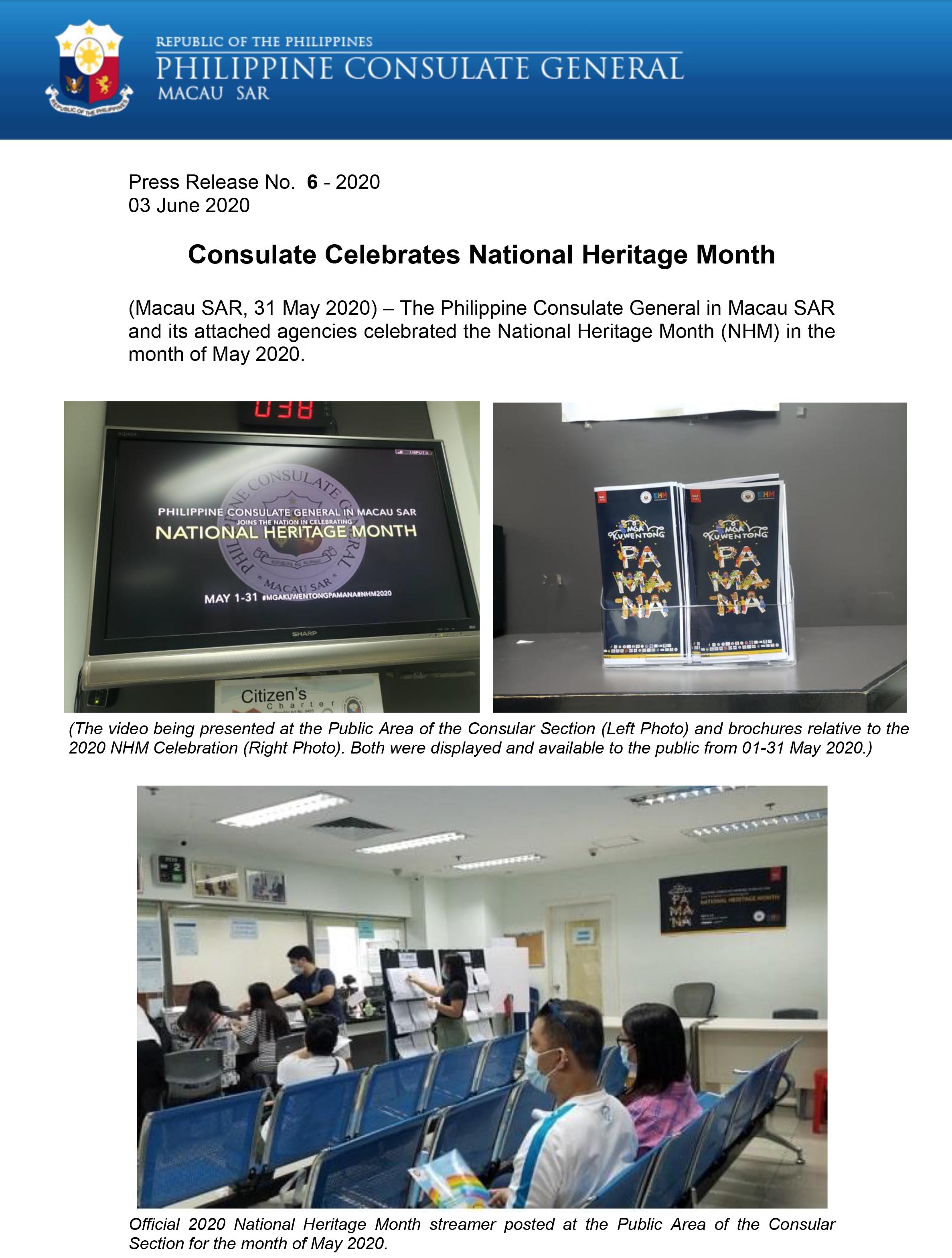 PR 2020 National Heritage Month NHM Celebration in May 2