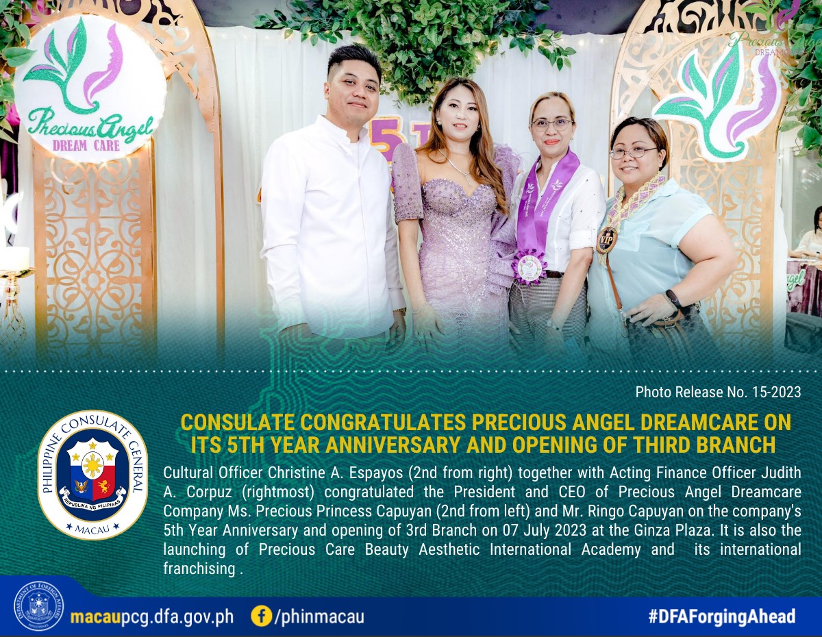 Photo Release No.15 2023 Consulate Congratulates Precious Angel Dreamcare on its 5th Year Anniversary and Opening of Third Branch