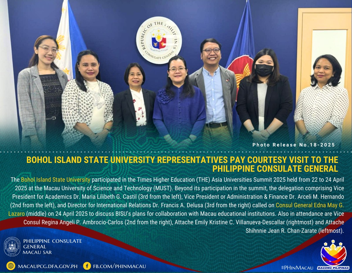 Photo Release No.18 2025 Bohol Island State UNiversity Representatives Pay Courtesy Visit to the Philippine Consulate General
