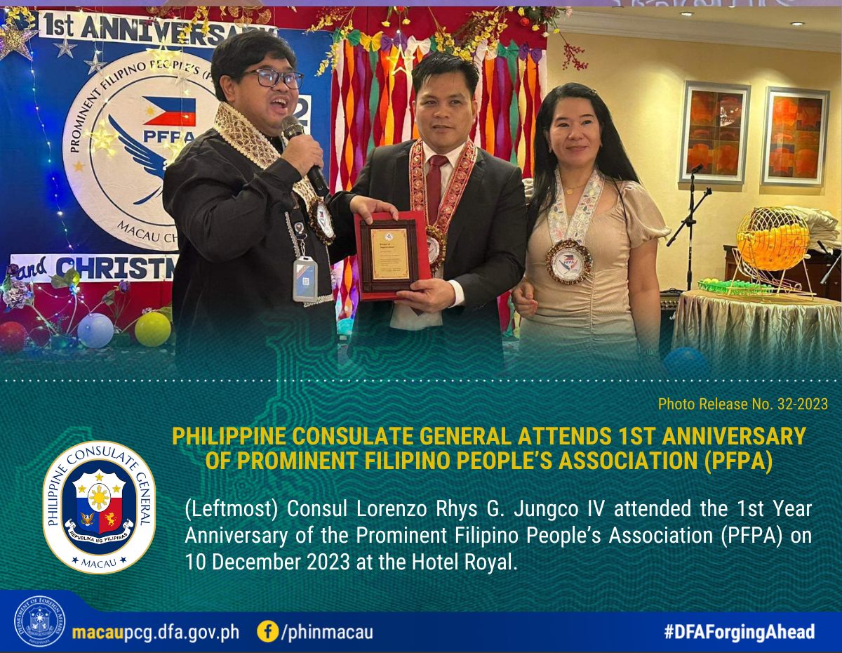 Photo Release No.32 2023 Philippine Consulate General Attends 1st Anniversary Of Prominent Filipino Peoples Association PFPA 1st Anniversary