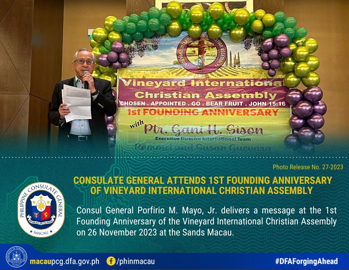 Photo Release No. 27 2023 Consulate General Attends 1st Founding Anniversary of Vineyard International Christian assembly