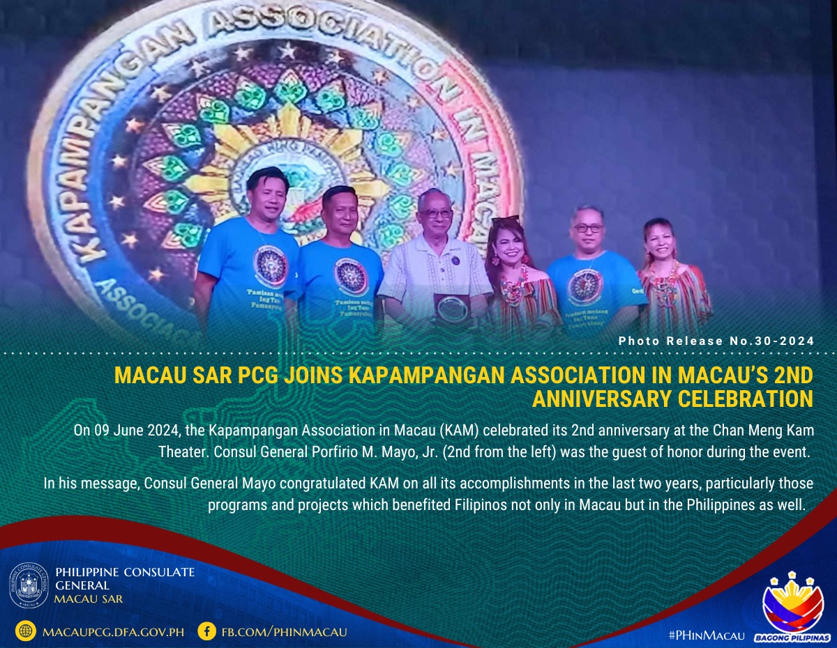 Photo Release No. 30 2024 Macau SAR PCG Joins Kapampangan Association in Macaus 2nd Anniversary Celebration