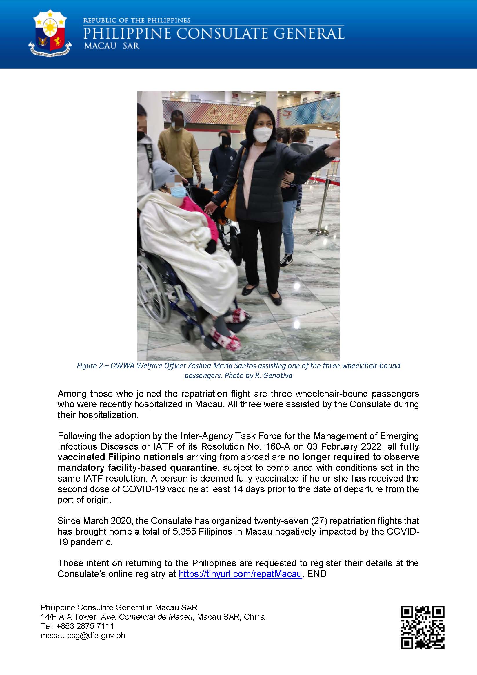 Press Release No. 02 2022 27th Repatriation Flight from Macau 16 February 2022 Page 2